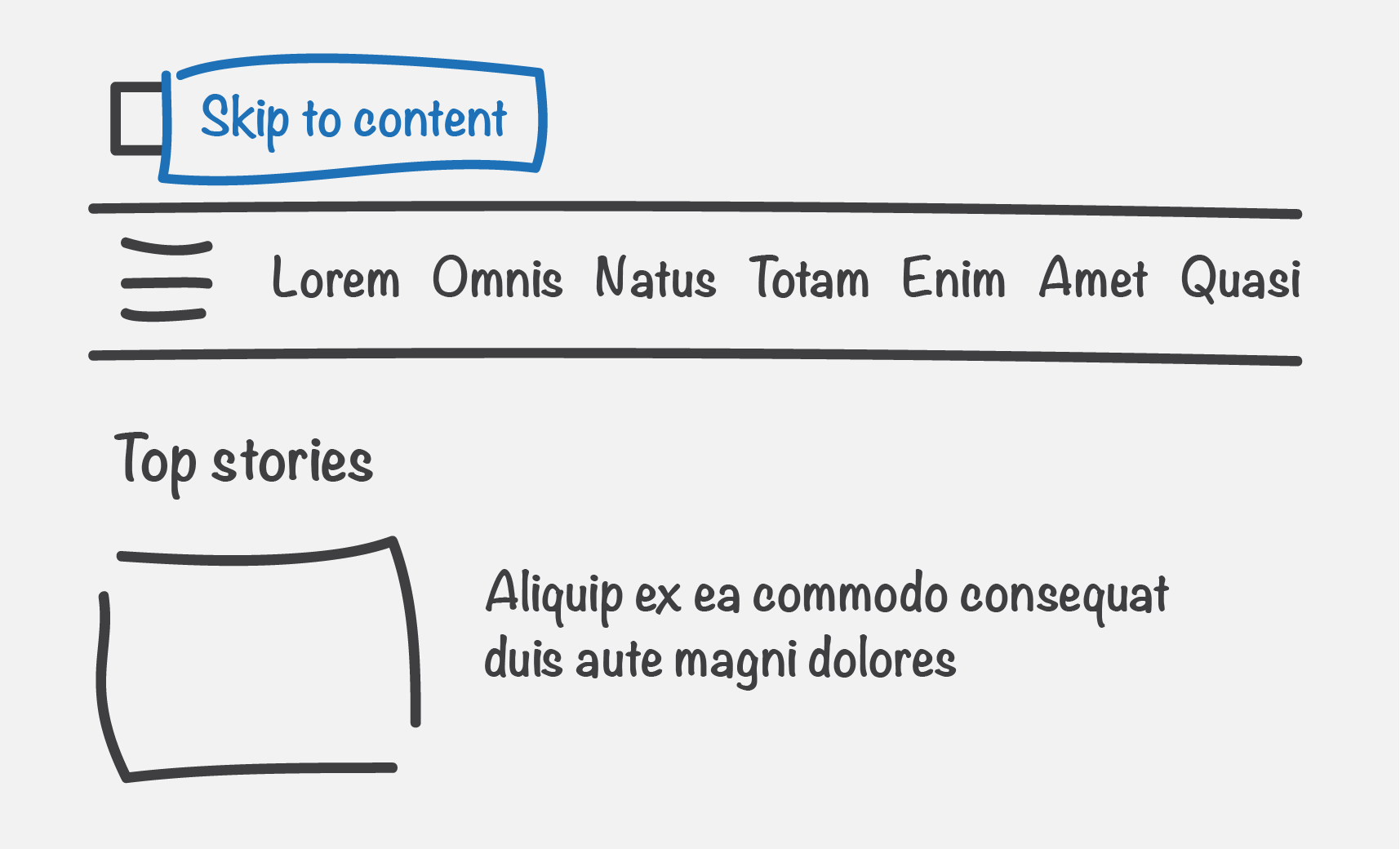 Skip to content link highlighted on a banner component