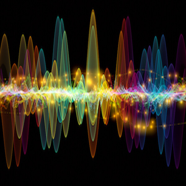 Audio waveforms in different colours